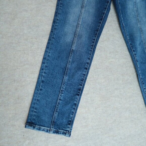 Vervet Plastic Love Stretch Mom Jeans Belted Waistband Seamed Blue Denim Size 25 - Picture 7 of 15